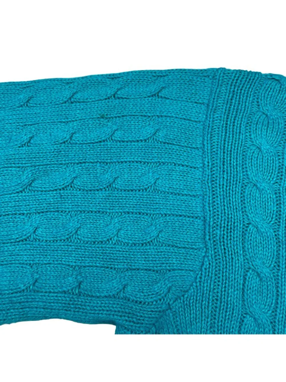 VTG Polo Ralph Lauren Men's 100% Cotton Cable-Knit V-Neck Sweater Teal • Large